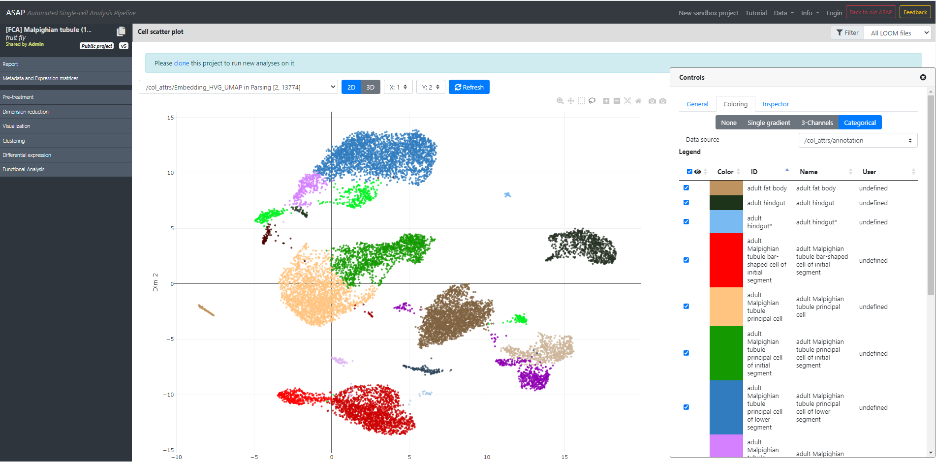 Fly Cell Atlas tutorial screenshot